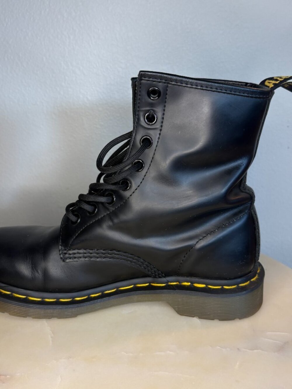 Original Combat Dr. Martens Boots Smooth Black Leather US Womens Size 8 - Picture 4 of 9